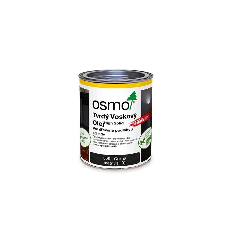 3094 Tvrdý voskový olej protiskluz R9, černý mat 0,75 l