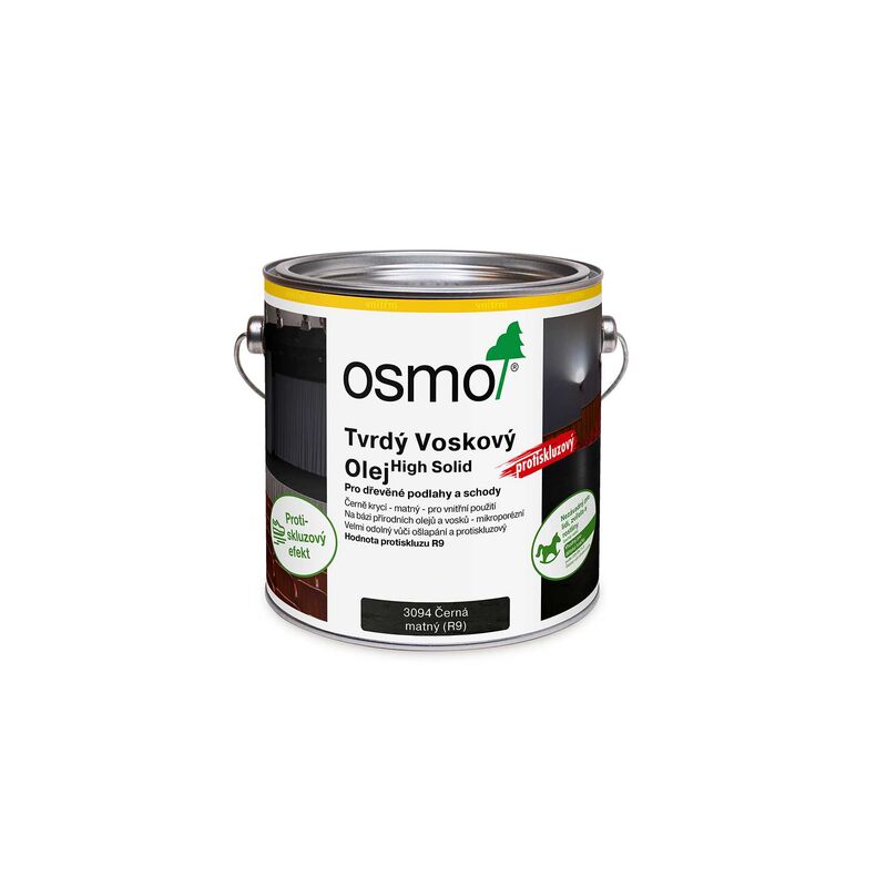 3094 Tvrdý voskový olej protiskluz R9, černý mat 2,5 l