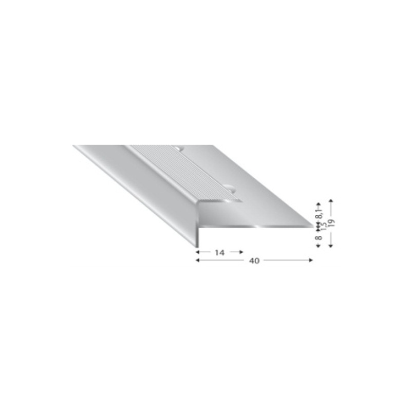Schodový profil Buk tm. vrtaný 270 cm, 15 mm