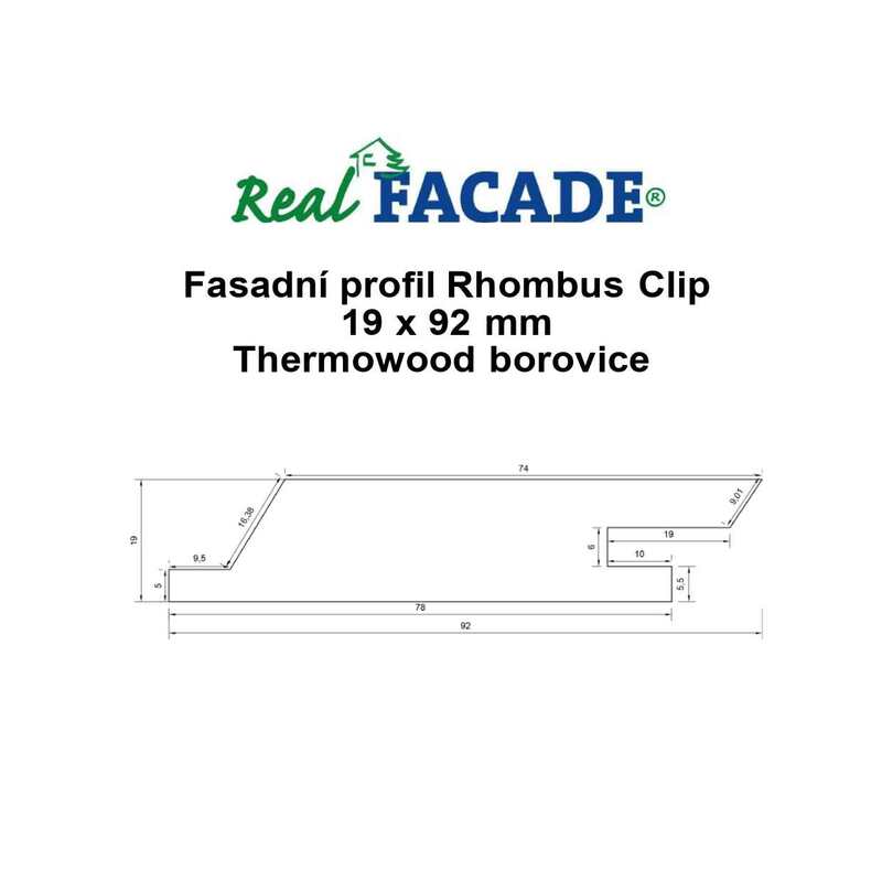 Thermo borovice, Rhombus Clip 19x92x3000