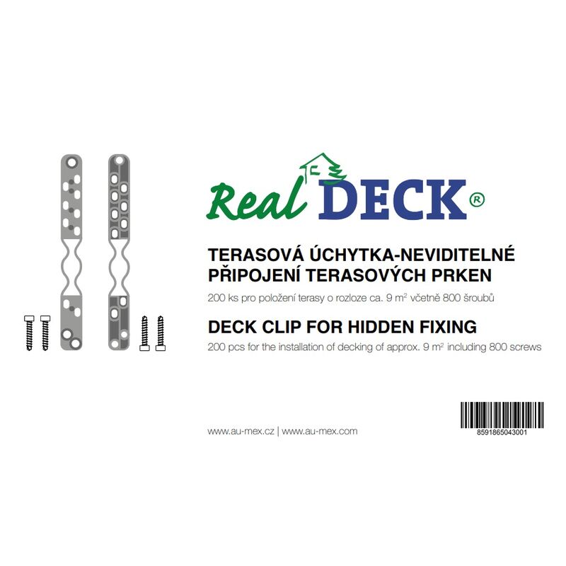 Terasová úchytka pro neviditelné připojení, sada 200ks+800 vrutů