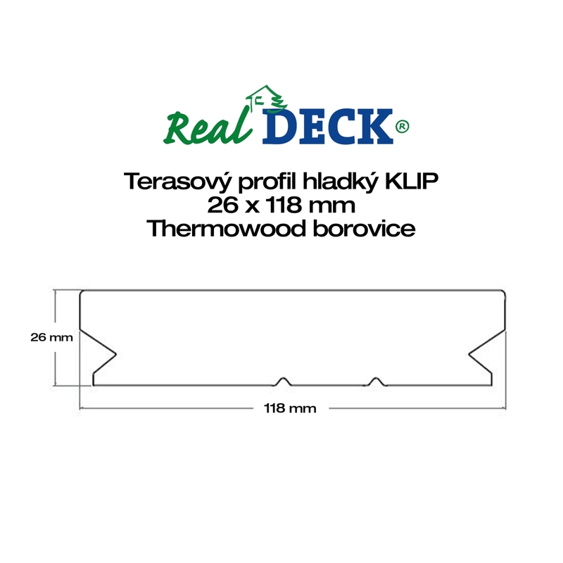 Thermo borovice Clip 26x118x4000mm