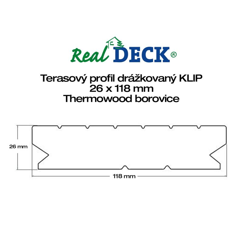 Thermo borovice Clip 26x118x3600