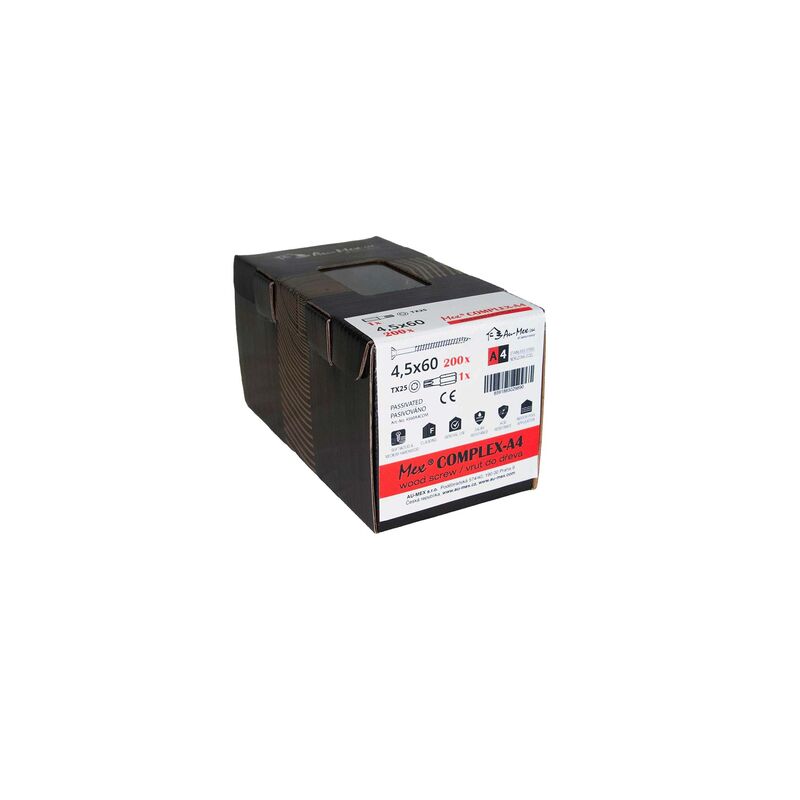 Mex Complex 4.5x60/TX20, nerezová ocel A4, 200 ks/balení+bit