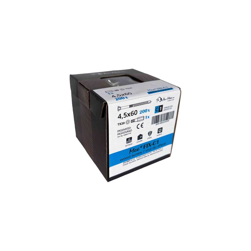 Mex Fix 4.5x60/TX20, nerezová ocel C1, 200 ks/balení+bit