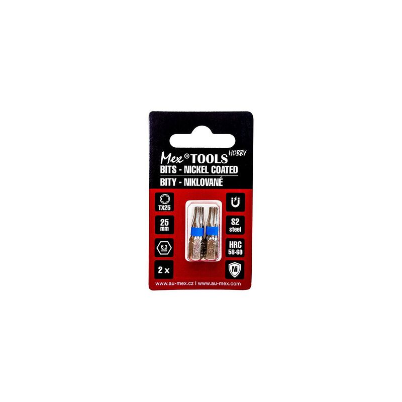 Bity niklované 25mm/TX25, 2 ks/bal