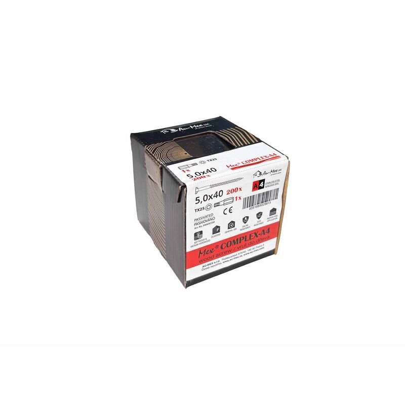 Mex Complex 5.0x40/TX25, nerezová ocel A4, 200 ks/balení+bit