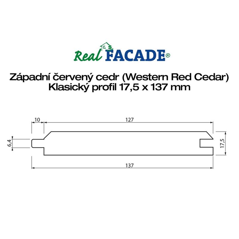 Western Red Cedr klasika A/B 17,5x137x0915