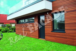 REAL FACADE Dark Red Meranti, profil Raute 20 x 90 mm ošetřeno OSMO Terasový olej č. 006 Bangkirai