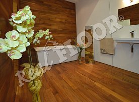 REAL FLOOR Teak javský 15 x 90 mm povrchová úprava OSMO Tvrdý voskový olej č. 3032 hedvábný polomat