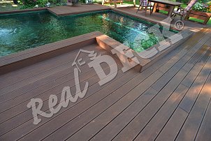 REAL DECK Merbau 25 x 145 mm jemná drážka ošetřeno OSMO Teras.olej č. 016 Bangkirai tmavý